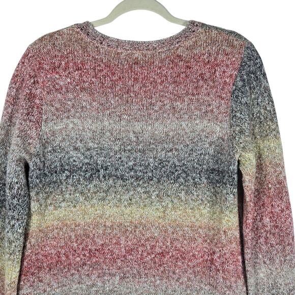 LOGO Lori Goldstein Sweater Womens Medium Ombre V Neck Tunic Multicolor Cozy - Picture 9 of 11